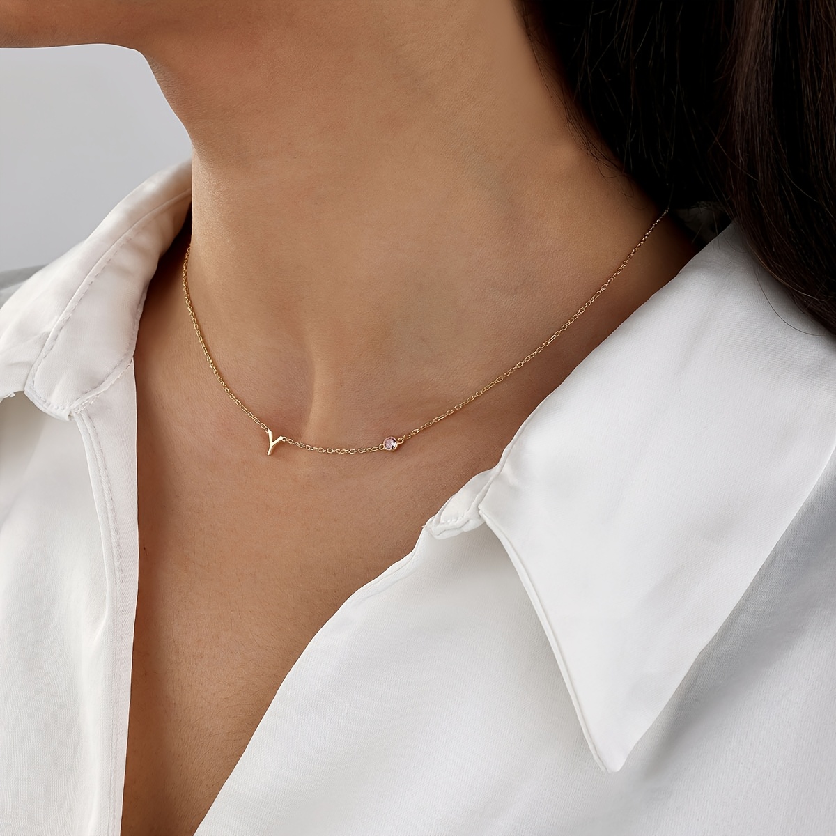 Personalized Women's Exquisite Birthstone Necklace, 18K Gold Plated